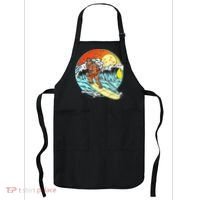 Surfing Bigfoot Funny Beach Sasquatch Surfer Waves Retro 80s Apron thumb 0