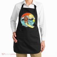 Surfing Bigfoot Funny Beach Sasquatch Surfer Waves Retro 80s Apron thumb 2