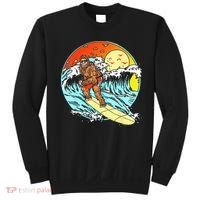 Surfing Bigfoot Funny Beach Sasquatch Surfer Waves Retro 80s Sweatshirt thumb 0