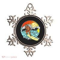 Surfing Bigfoot Funny Beach Sasquatch Surfer Waves Retro 80s Ornament thumb 0