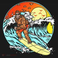 Surfing Bigfoot Funny Beach Sasquatch Surfer Waves Retro 80s Women's Tank Top thumb 5