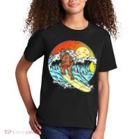 Surfing Bigfoot Funny Beach Sasquatch Surfer Waves Retro 80s Kids T-Shirt thumb 2