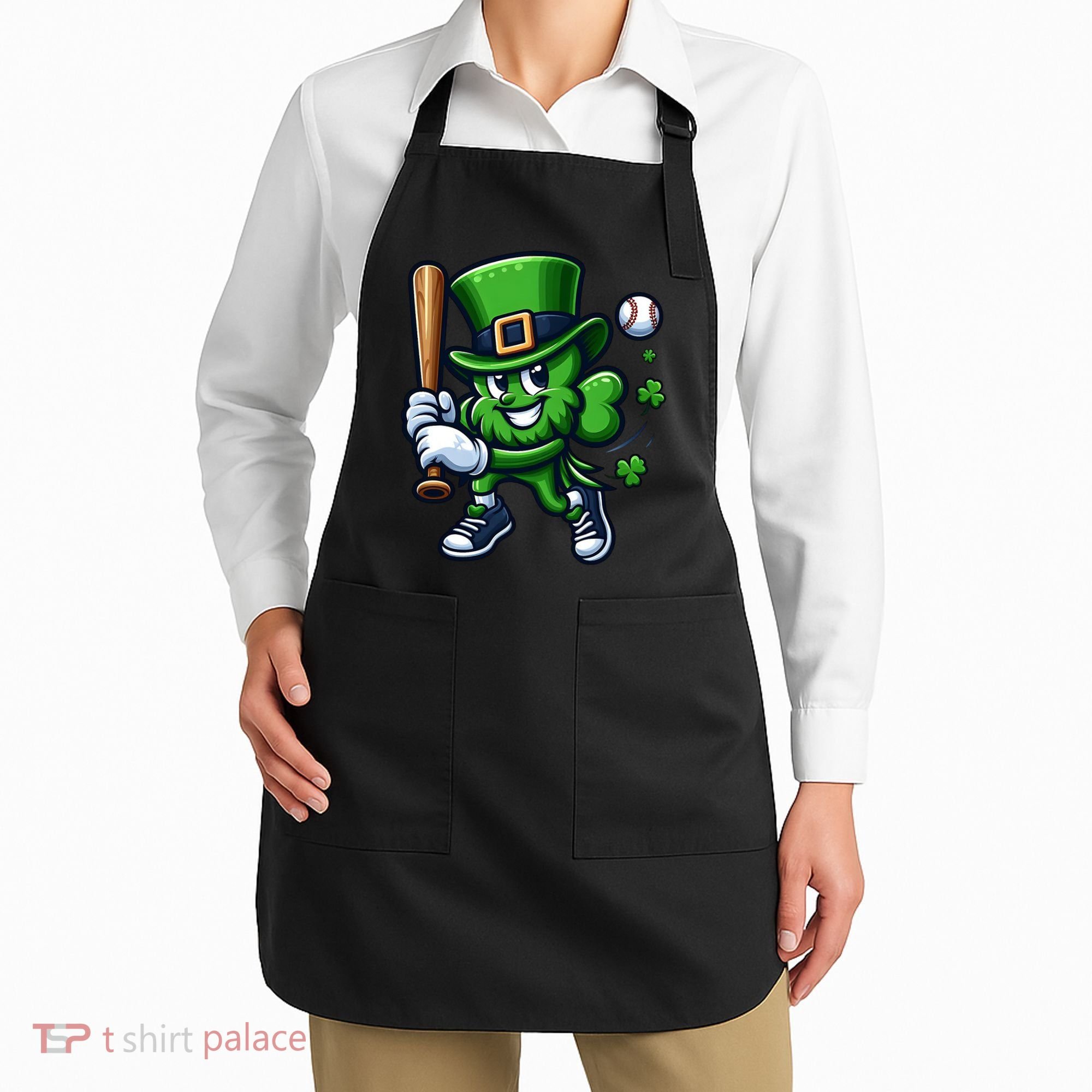 Shamrock Baseball Funny St Patricks Day Apron