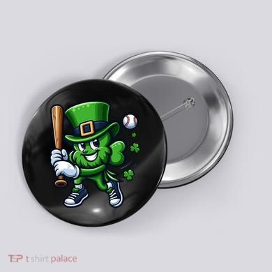 Shamrock Baseball Funny St Patricks Day Button