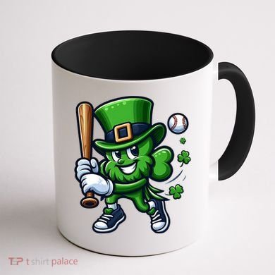 Shamrock Baseball Funny St Patricks Day Coffee Mug back