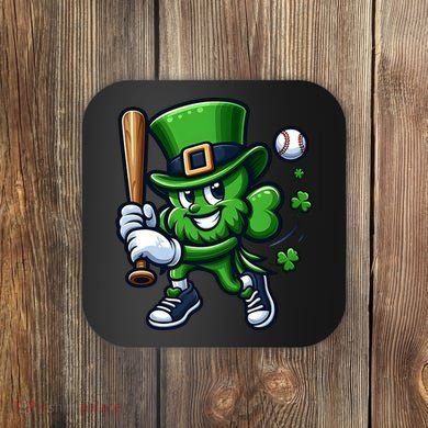 Shamrock Baseball Funny St Patricks Day Coaster