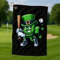 Shamrock Baseball Funny St Patricks Day Golf Towel thumb 1