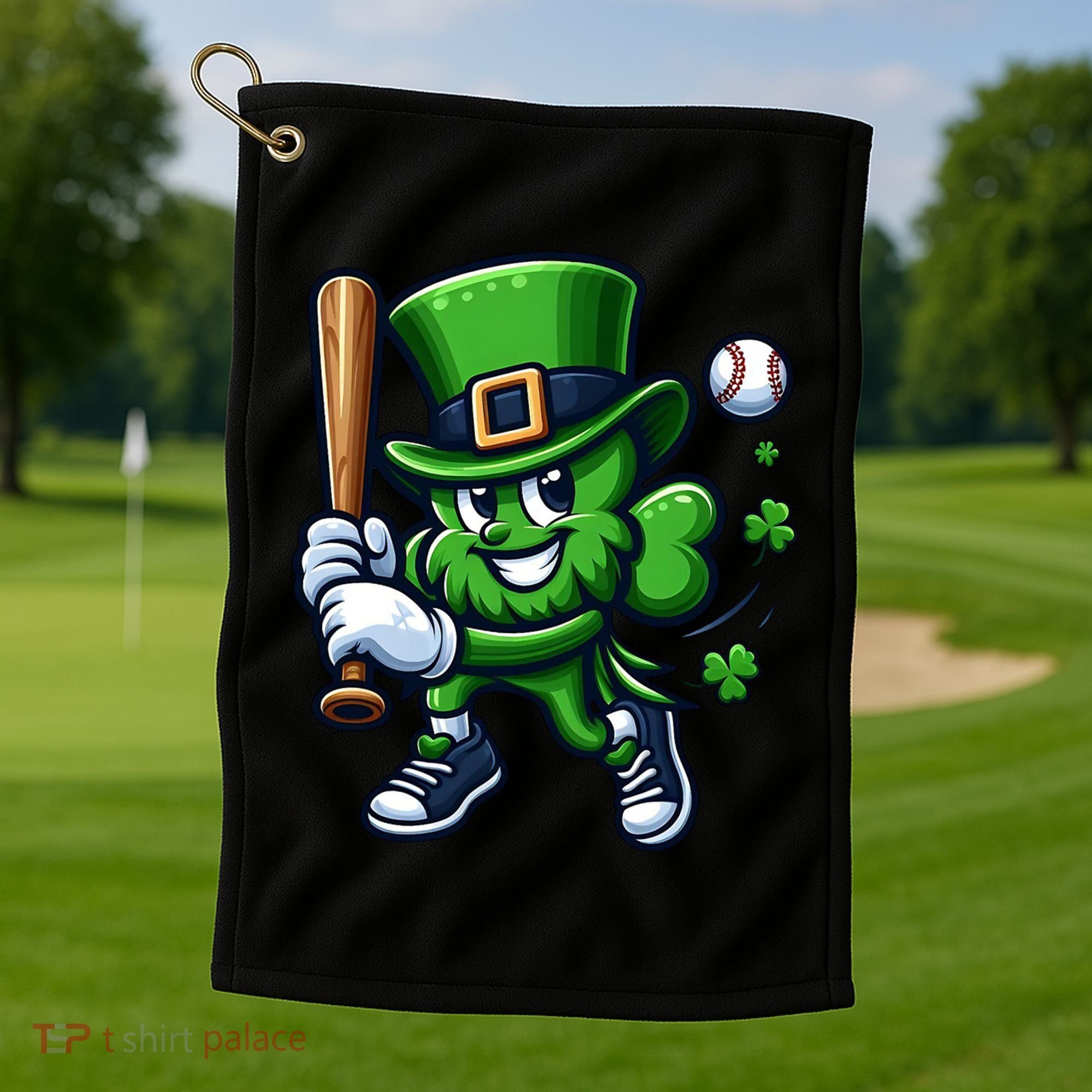 Shamrock Baseball Funny St Patricks Day Golf Towel