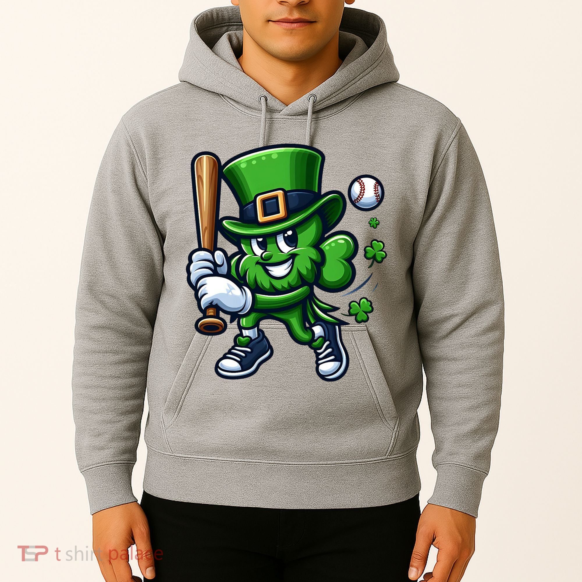Shamrock Baseball Funny St Patricks Day Hoodie