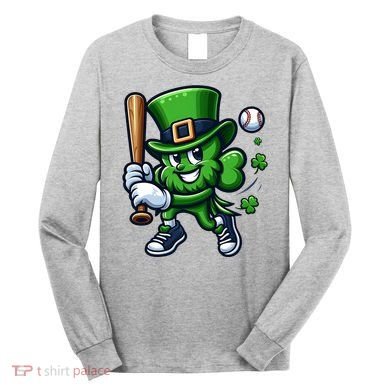 Shamrock Baseball Funny St Patricks Day Long Sleeve Shirt