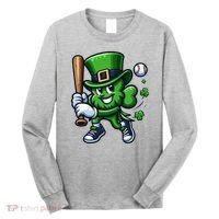 Shamrock Baseball Funny St Patricks Day Long Sleeve Shirt thumb 0