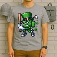 Shamrock Baseball Funny St Patricks Day T-Shirt thumb 6