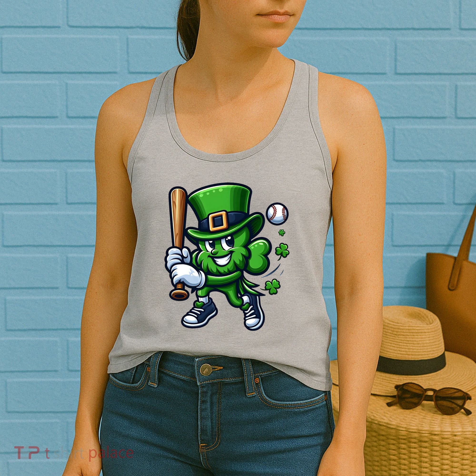 Shamrock Baseball Funny St Patricks Day Women's Tank Top