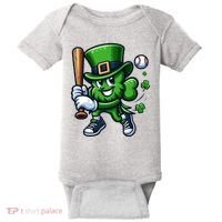 Shamrock Baseball Funny St Patricks Day Baby Bodysuit thumb 0