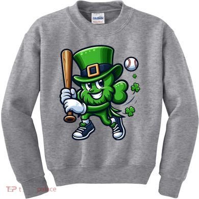 Shamrock Baseball Funny St Patricks Day Kids Sweatshirt