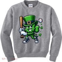 Shamrock Baseball Funny St Patricks Day Kids Sweatshirt thumb 0