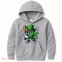 Shamrock Baseball Funny St Patricks Day Kids Hoodie thumb 0