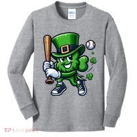 Shamrock Baseball Funny St Patricks Day Kids Long Sleeve Shirt thumb 0