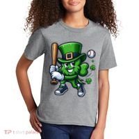 Shamrock Baseball Funny St Patricks Day Kids T-Shirt thumb 2