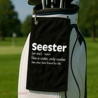 Sister Birthday Funny Gift With Funny Seester Definition Gift Golf Towel thumb 2