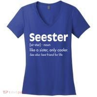 Sister Birthday Funny Gift With Funny Seester Definition Gift Women's V-Neck T-Shirt thumb 0