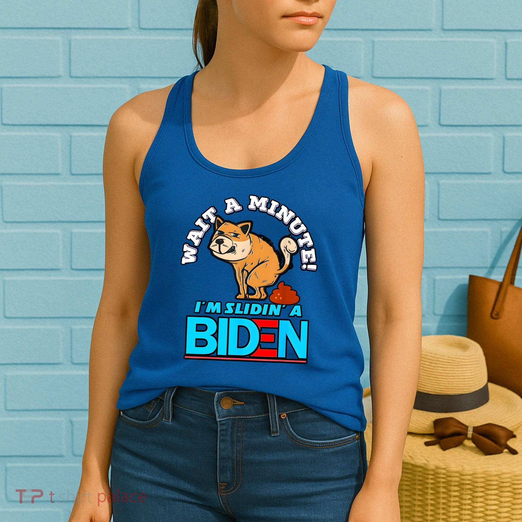 Slidin Biden Funny Dog Trump Political Sarcasm Women's Tank Top
