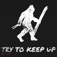 Skiing Bigfoot Funny Sasquatch Yeti Ski Try To Keep Up Gift Bucket Hat thumb 4
