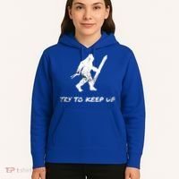 Skiing Bigfoot Funny Sasquatch Yeti Ski Try To Keep Up Gift Hoodie thumb 5