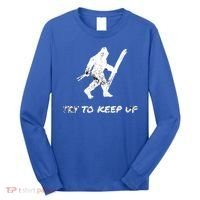 Skiing Bigfoot Funny Sasquatch Yeti Ski Try To Keep Up Gift Long Sleeve Shirt thumb 0