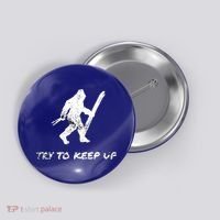 Skiing Bigfoot Funny Sasquatch Yeti Ski Try To Keep Up Gift Button thumb 0