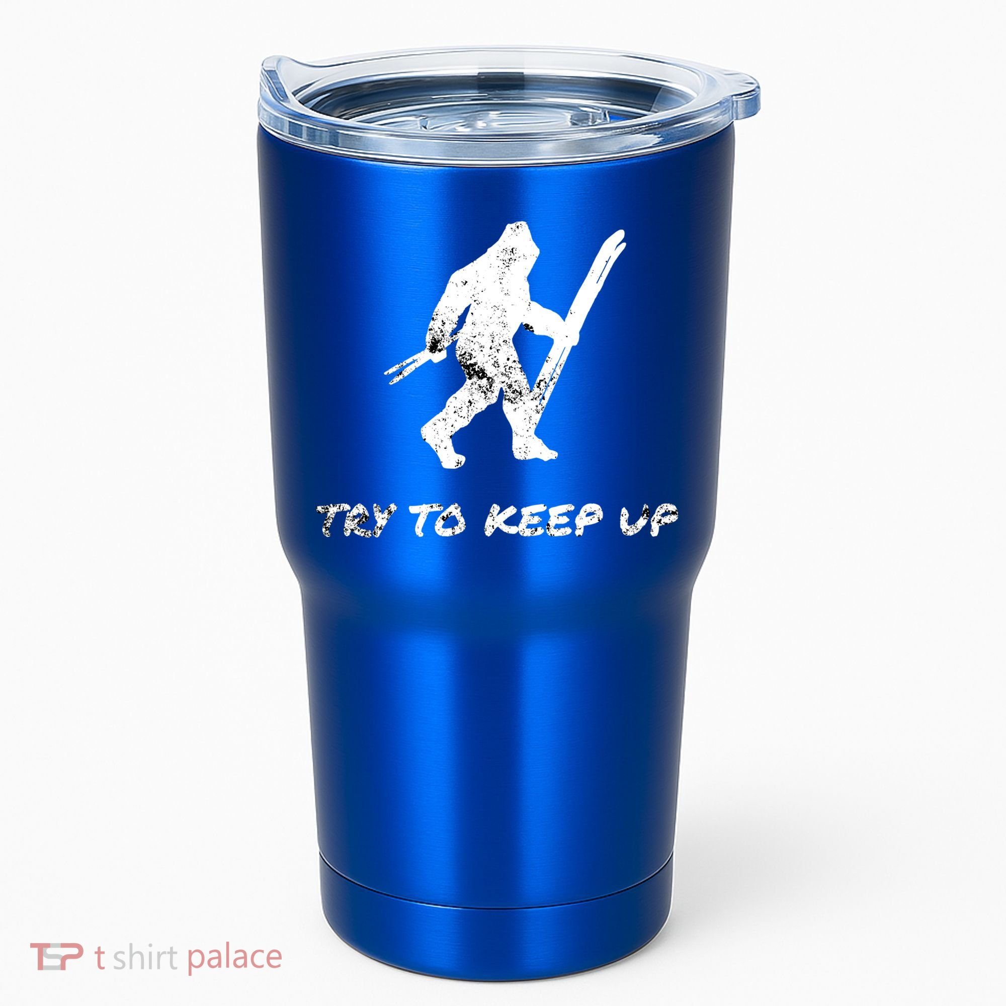 Skiing Bigfoot Funny Sasquatch Yeti Ski Try To Keep Up Gift Tumbler