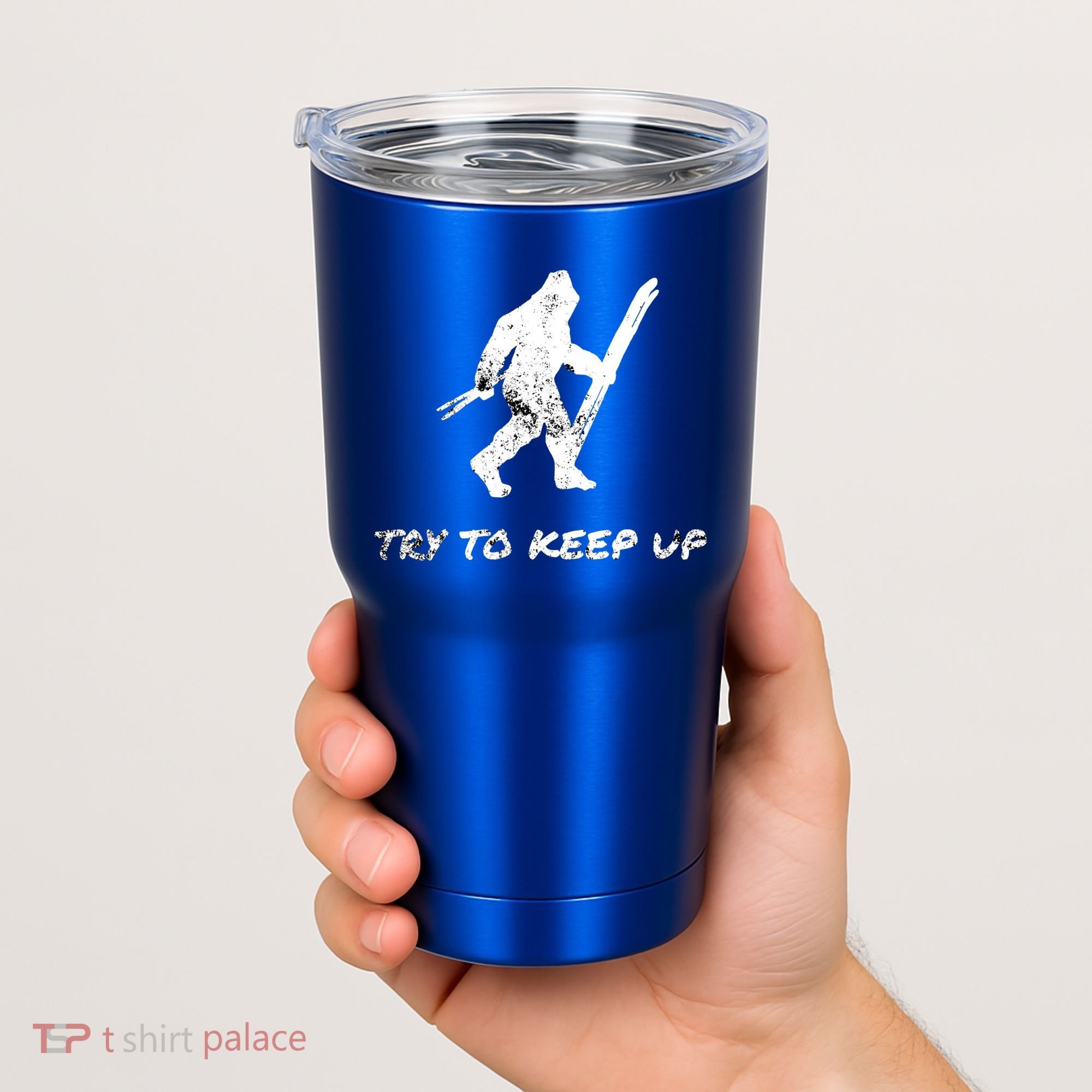 Skiing Bigfoot Funny Sasquatch Yeti Ski Try To Keep Up Gift Tumbler