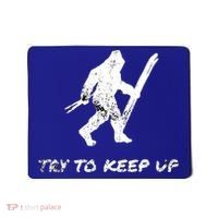 Skiing Bigfoot Funny Sasquatch Yeti Ski Try To Keep Up Gift Mousepad thumb 0