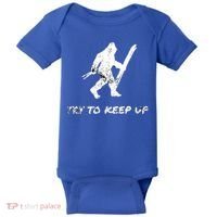 Skiing Bigfoot Funny Sasquatch Yeti Ski Try To Keep Up Gift Baby Bodysuit thumb 0