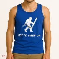Skiing Bigfoot Funny Sasquatch Yeti Ski Try To Keep Up Gift Tank Top thumb 3