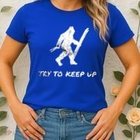 Skiing Bigfoot Funny Sasquatch Yeti Ski Try To Keep Up Gift Women's T-Shirt thumb 2