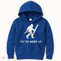 Skiing Bigfoot Funny Sasquatch Yeti Ski Try To Keep Up Gift Kids Hoodie thumb 0