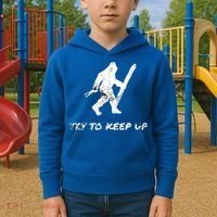 Skiing Bigfoot Funny Sasquatch Yeti Ski Try To Keep Up Gift Kids Hoodie thumb 2