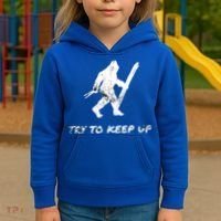 Skiing Bigfoot Funny Sasquatch Yeti Ski Try To Keep Up Gift Kids Hoodie thumb 3