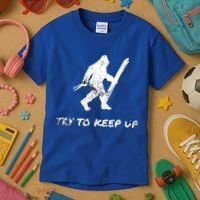 Skiing Bigfoot Funny Sasquatch Yeti Ski Try To Keep Up Gift Kids T-Shirt thumb 3