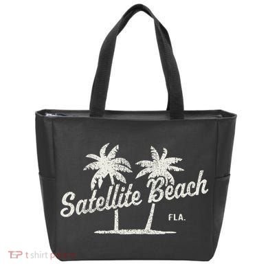 Satellite Beach Florida Vintage 70s Palm Trees Tote Bag