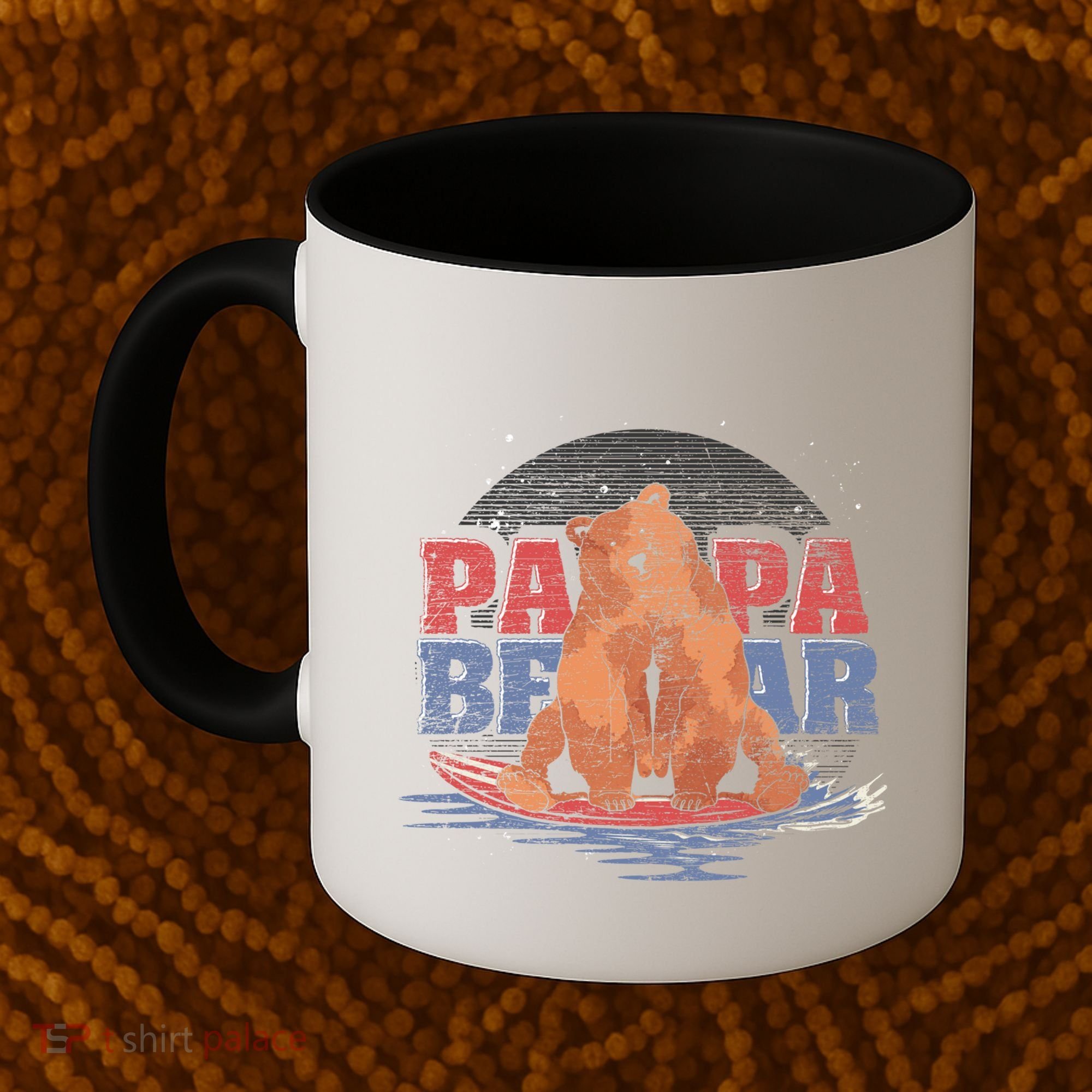 Surfing Bear Family Dad Cute Animal Daddy Papa Bear Gift Coffee Mug