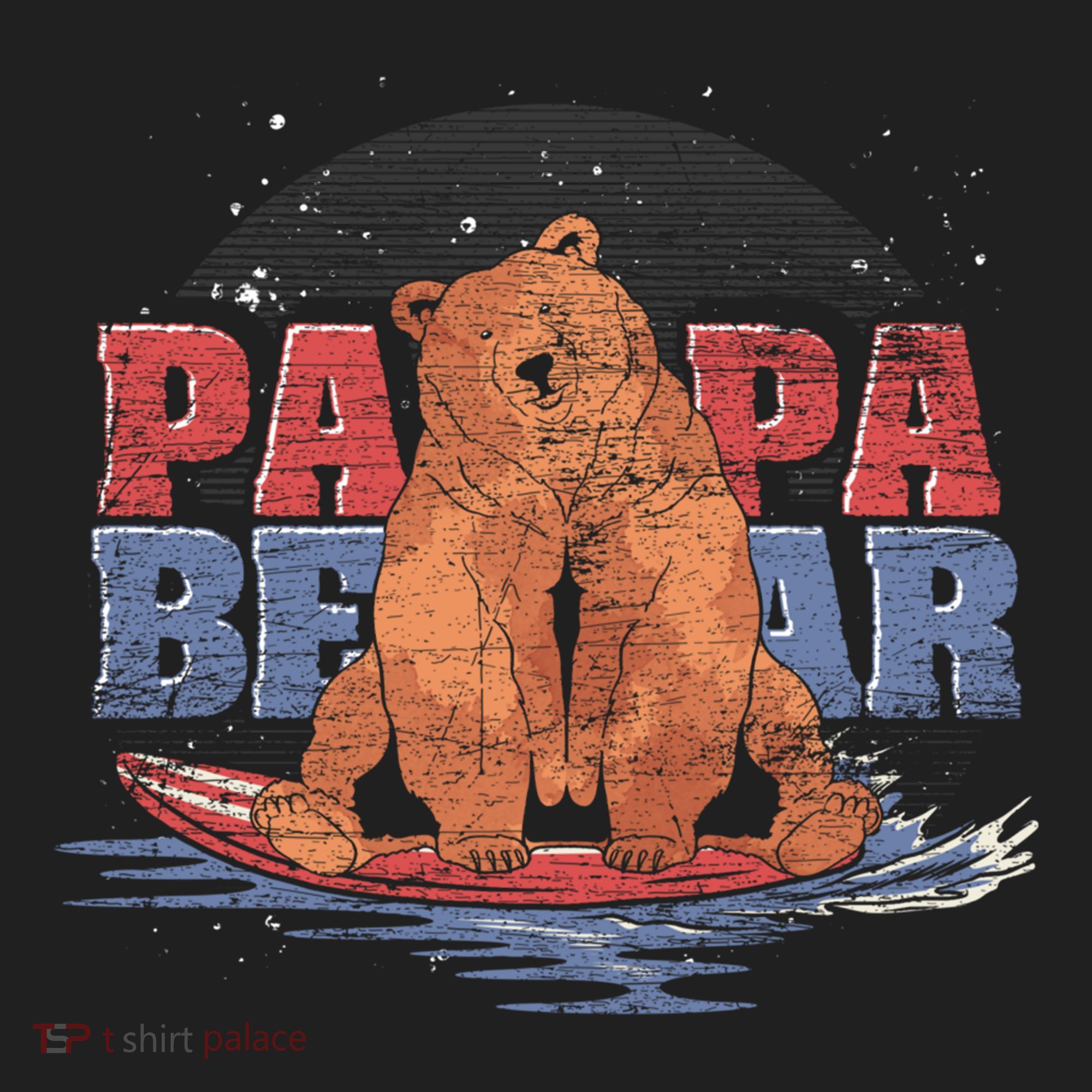 Surfing Bear Family Dad Cute Animal Daddy Papa Bear Gift Golf Towel