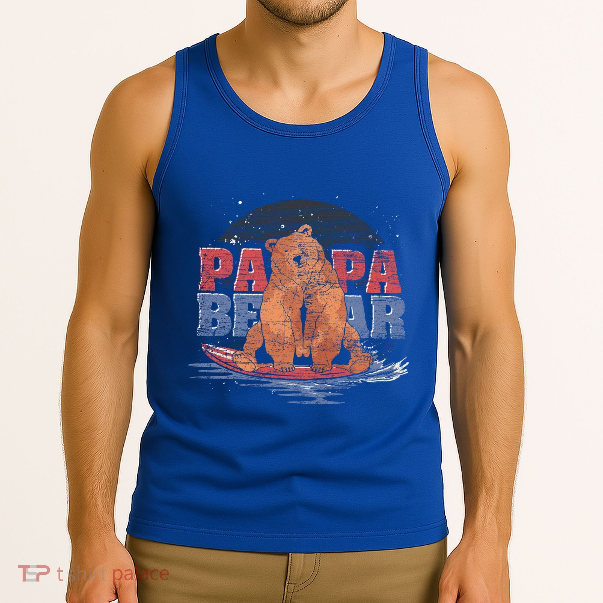 Surfing Bear Family Dad Cute Animal Daddy Papa Bear Gift Tank Top