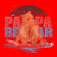 Surfing Bear Family Dad Cute Animal Daddy Papa Bear Gift Santa Hat thumb 1