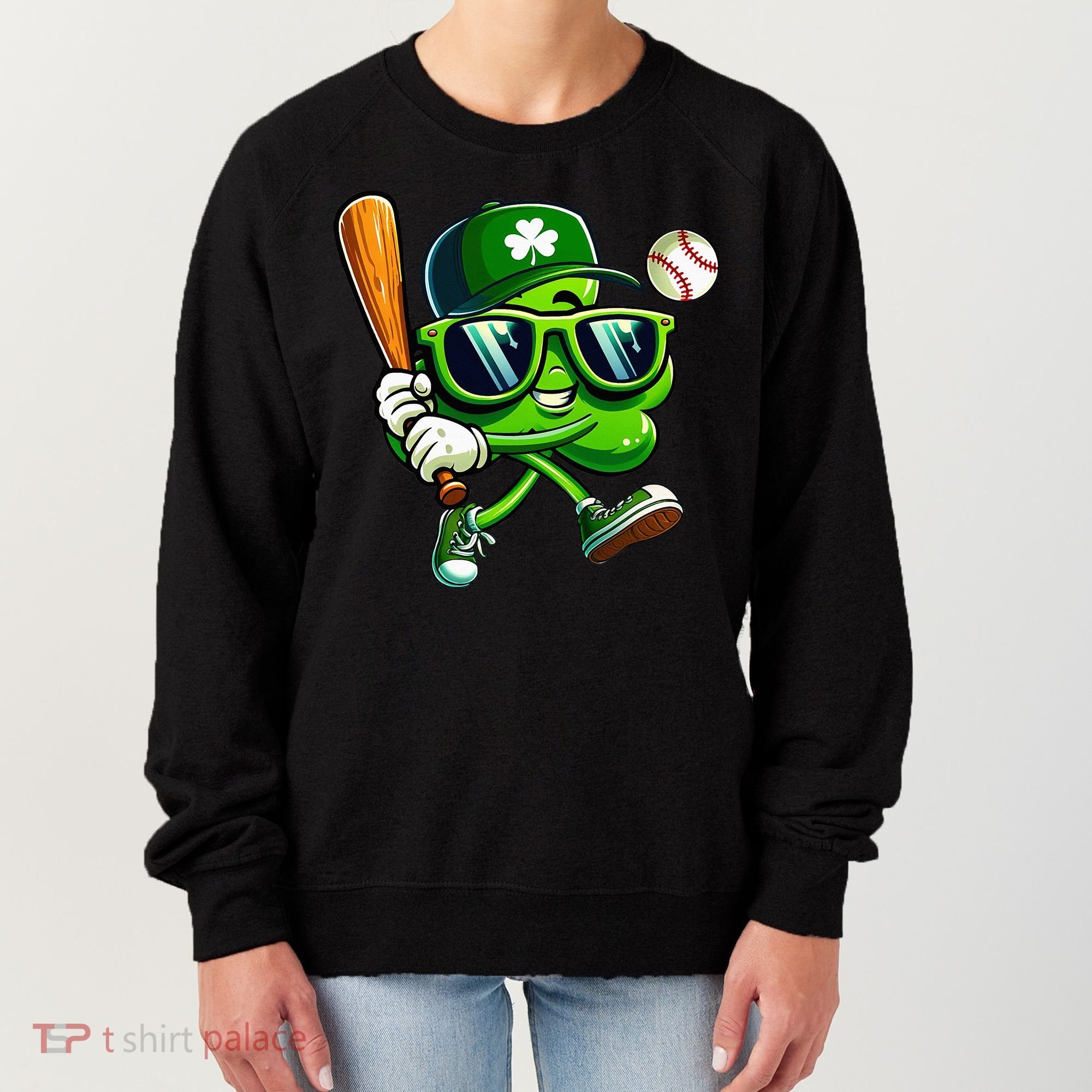 Shamrock Baseball Funny St Patricks Day Women's Sweatshirt
