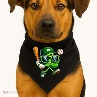 Shamrock Baseball Funny St Patricks Day USA-Made Doggie Bandana thumb 1