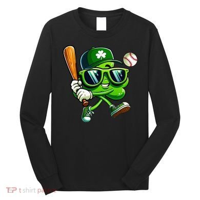 Shamrock Baseball Funny St Patricks Day Long Sleeve Shirt