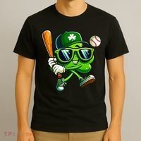 Shamrock Baseball Funny St Patricks Day T-Shirt thumb 3