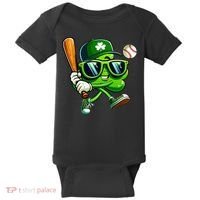 Shamrock Baseball Funny St Patricks Day Baby Bodysuit thumb 0